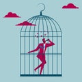 The businessman was trapped in a bird cage. Royalty Free Stock Photo